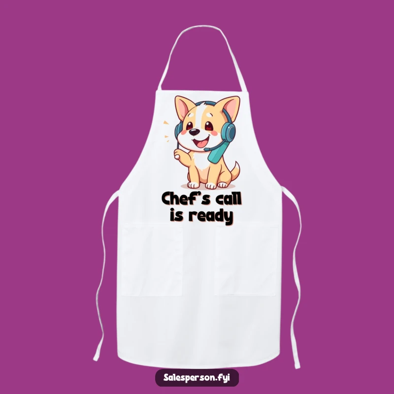 Funny Dog Phone Call Apron - Chef's Chatty Companion, Hilarious Kitchen Gift