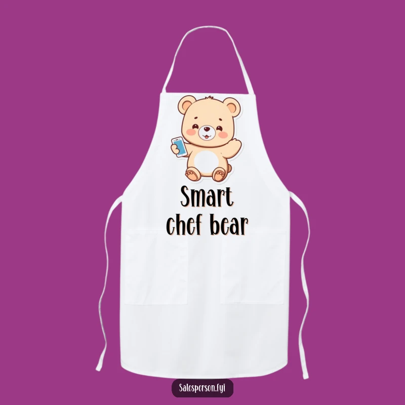Funny Tech Bear Apron: Cook with Gadget Enthusiasm