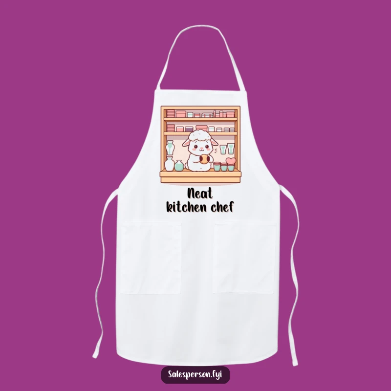 Funny Sheep Shelf Apron: Cook with Order and Gentle Humor