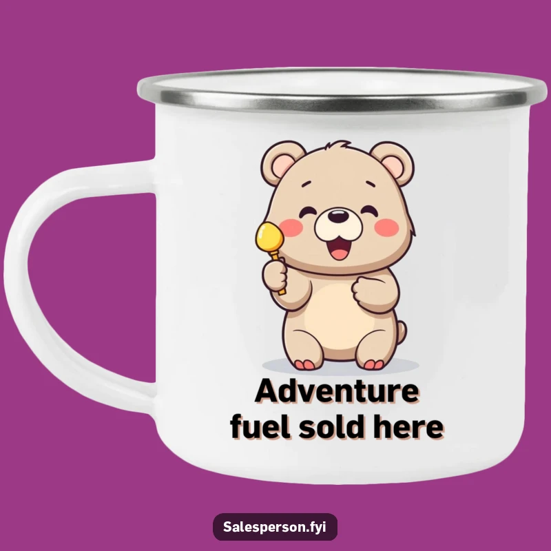 Funny Bear Shiny Object Camping Mug - Cheerful Outdoor Gift for Bear Lovers