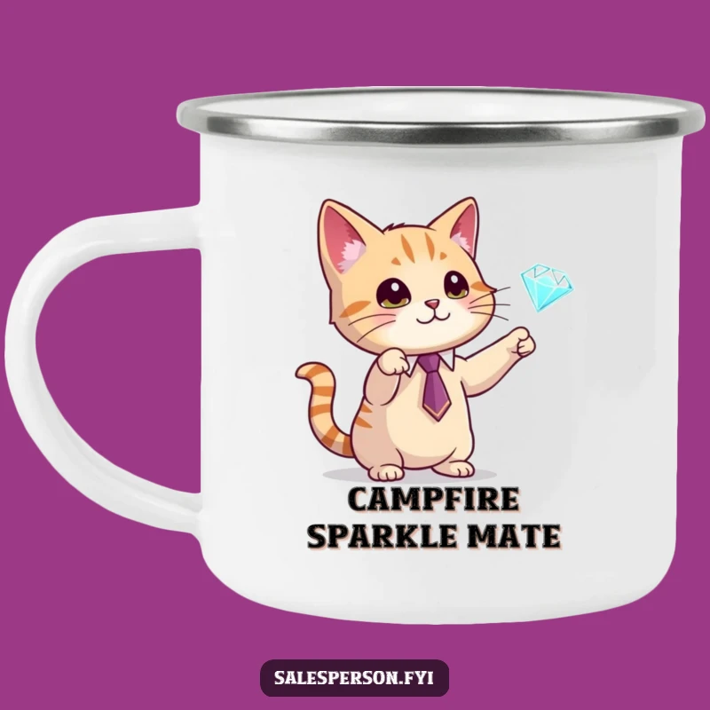 Funny Cat Diamond Camping Mug - Camp In Style, Hilarious Gift