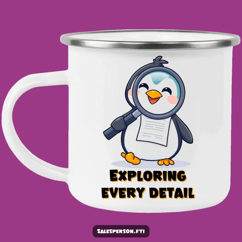 Funny Penguin Detective Camping Mug: Explore and Sip by the Fire