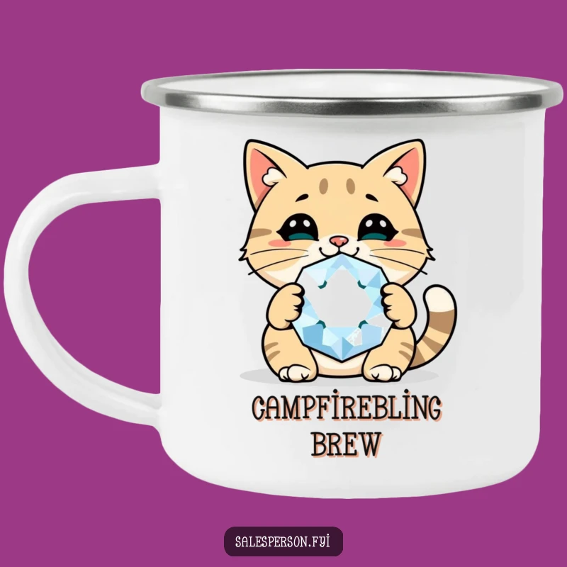 Funny Cat Gem Camping Mug A Cheerful Companion For Sparkly Adventures
