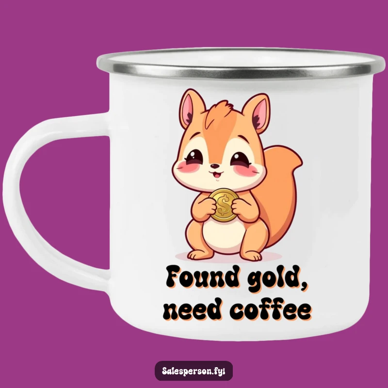 Funny Giggling Squirrel Camping Mug, Outdoor Shiny Coin Cup, Gift