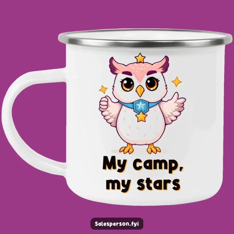 Funny Proud Owl Camping Mug, Outdoor Badge Star Cup, Gift