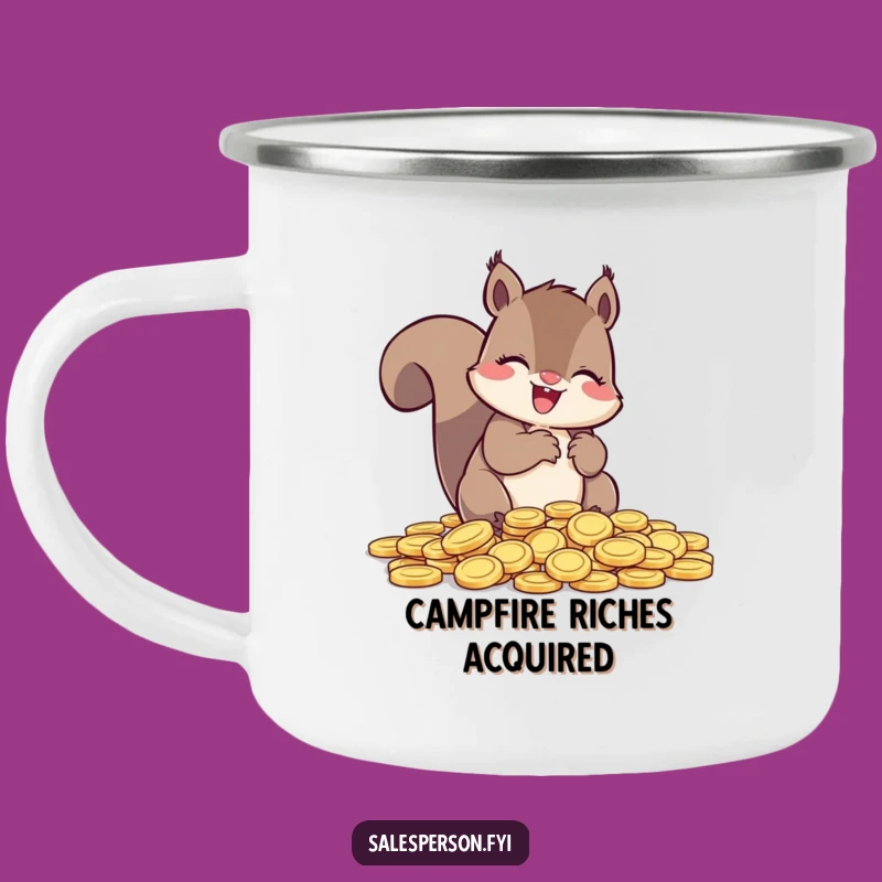 Funny Squirrel Camping Mug: Fuel Your Adventures with Financial Cheer!