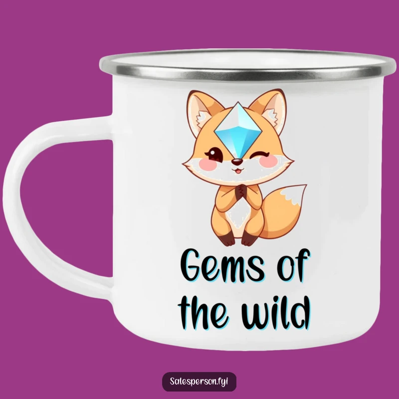 Funny Fox Enamel Camping Mug - Durable and Witty Winking Fox Gem Accessory