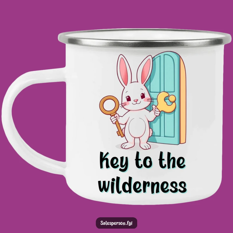 Funny Rabbit Key Camping Mug - Trail Adventures & Mystery, Unique Gift