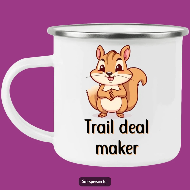 Funny Squirrel Handshake Camping Mug: Your Trail Companion for Business Adventures