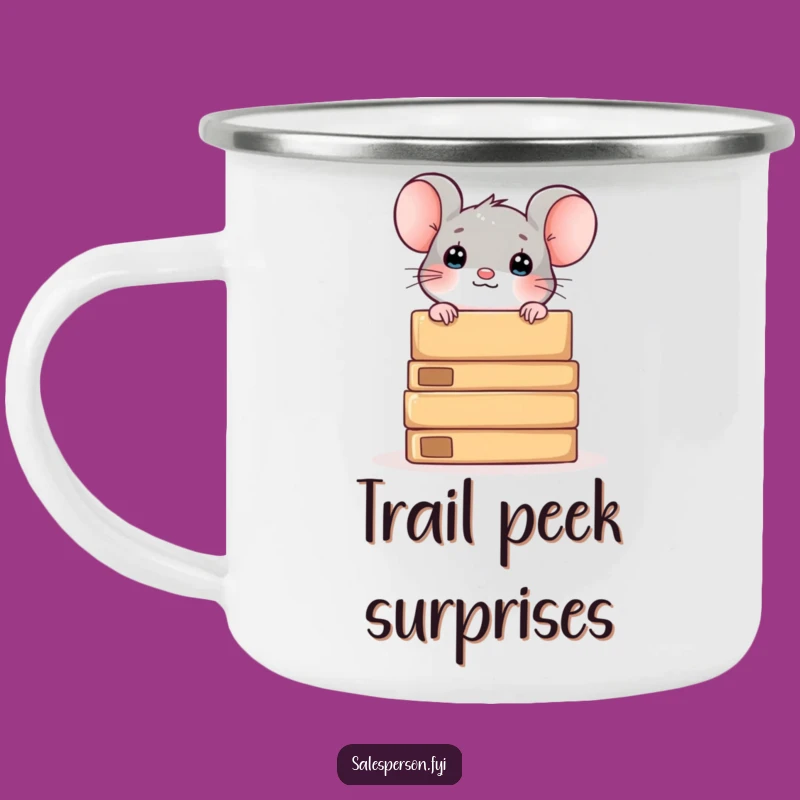 Funny Mouse and Boxes Camping Mug: Sip Your Adventure with Curious Charm