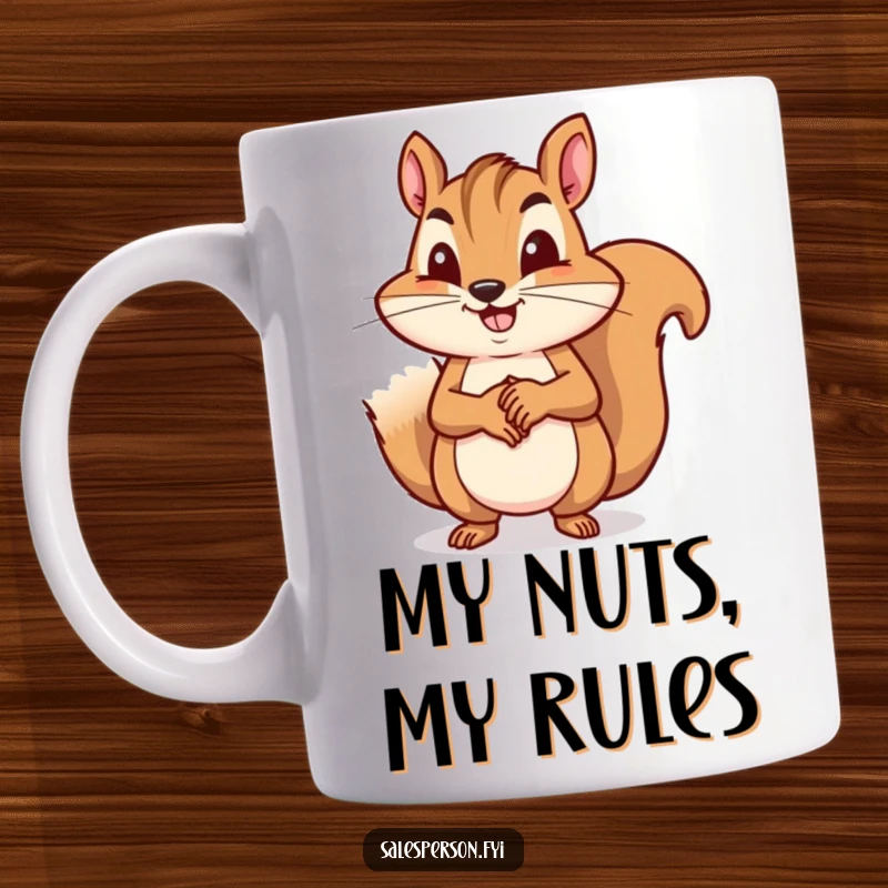 Funny squirrel closing a business deal with a firm handshake, perfect for office humor and a great funny gift.