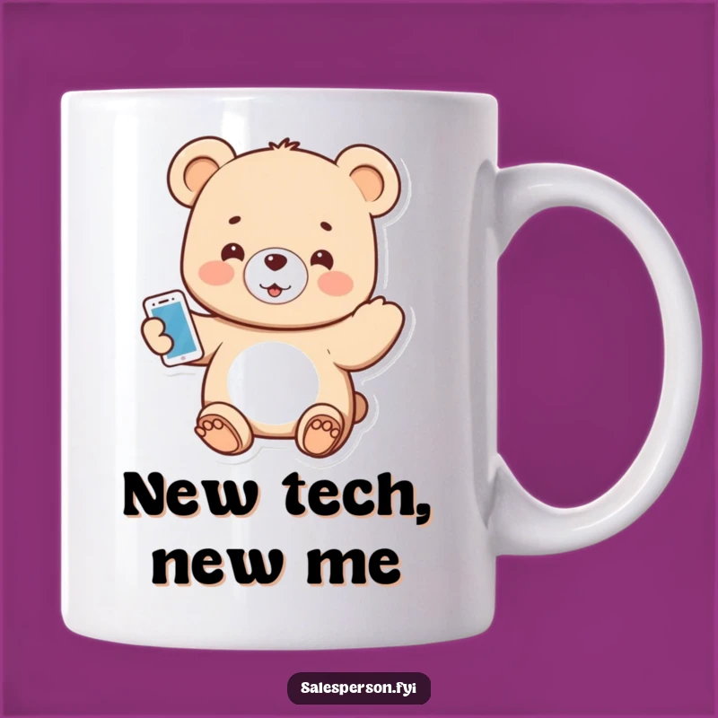 Funny Tech Bear Mug: Gadget Love for a Funny Gift