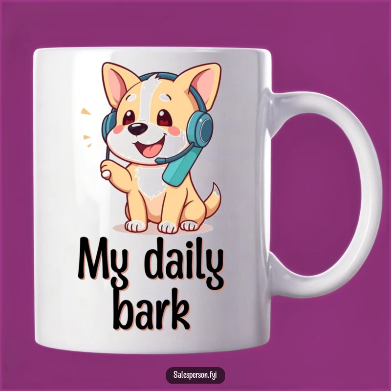 Funny Dog Phone Call Mug - Busy Pup On Headset, Hilarious Gift Idea