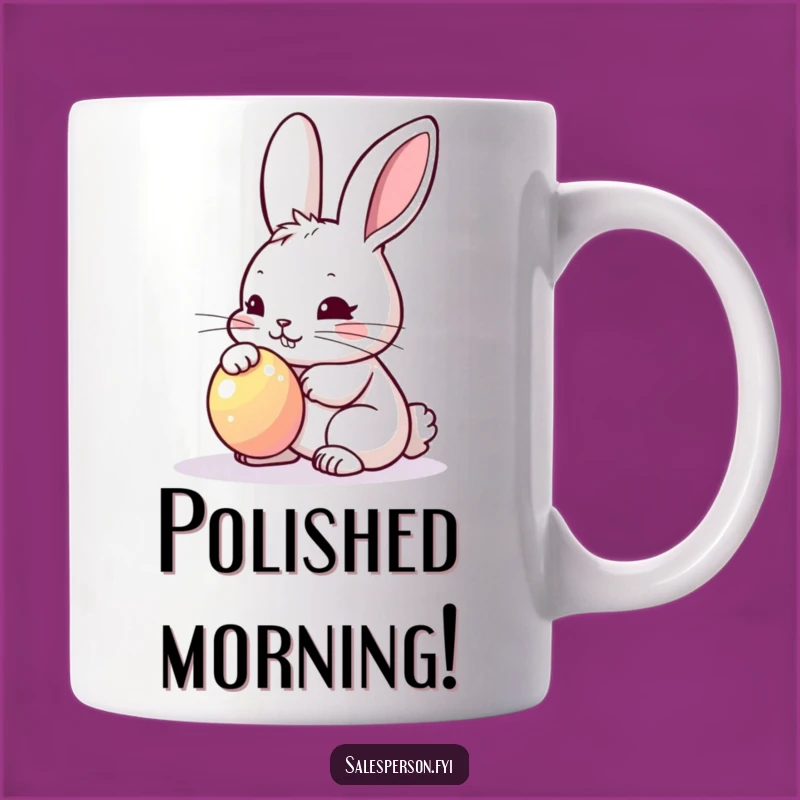 Funny Bunny Polishing Mug: Dedicated & Hilarious Gift for Clean Freaks