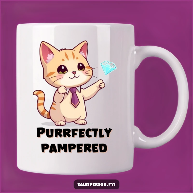 Funny Cat Diamond Mug - Sophisticated Feline & Jewel, Hilarious Gift Idea