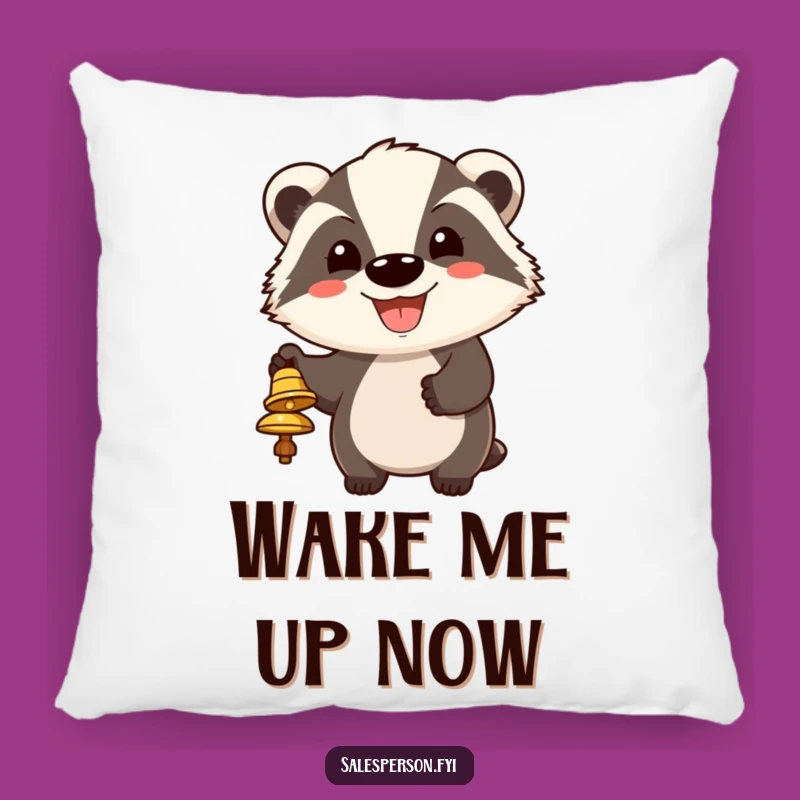 Funny Badger Bell Ringing Pillow - Cheerful Grin Cozy Decor Gift