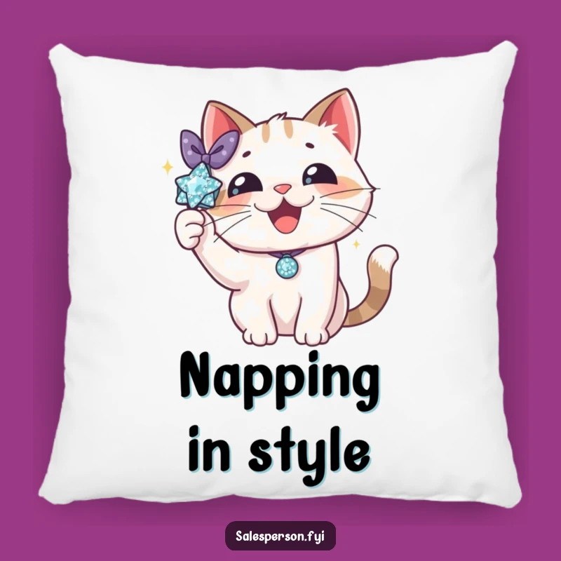 Funny Cat Sparkle Pillow: Cozy Comfort with a Touch of Glamour