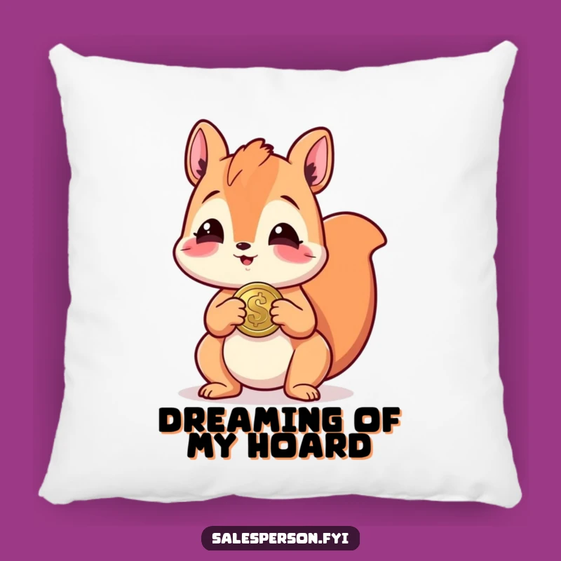 Funny Giggling Squirrel Pillow, Cozy Shiny Coin Cushion, Gift Decor