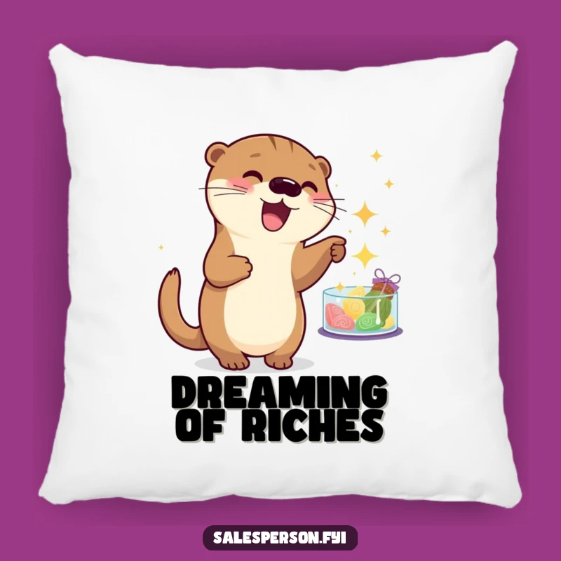 Funny Otter Sparkle Pillow - Cozy Playful Gift for Home Decor