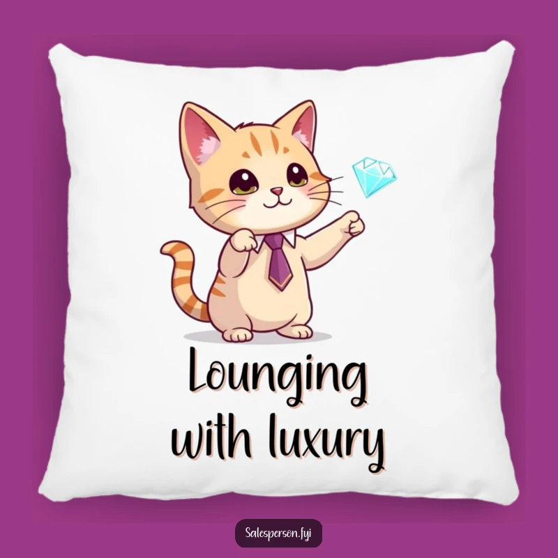 Funny Cat Diamond Pillow - Cozy Luxury Accent, Hilarious Surprise Gift