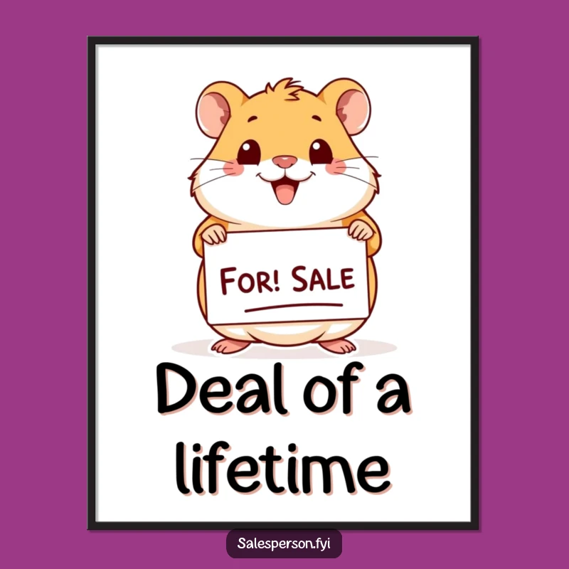 Funny Hamster For Sale Digital Print: Instant Cheer & Hilarious Wall Art