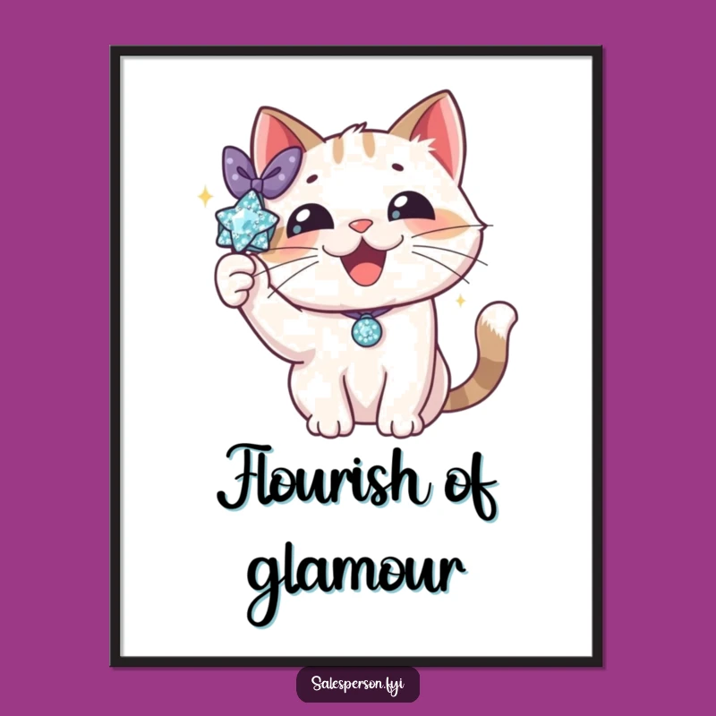 Funny Cat Sparkle Digital Art: Instant Glamour for Your Walls