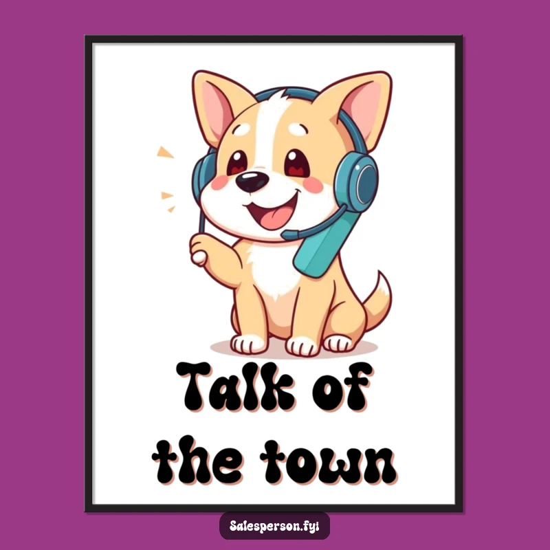 Funny Dog Phone Call Digital Print - Busy Pup Art, Unique Gift