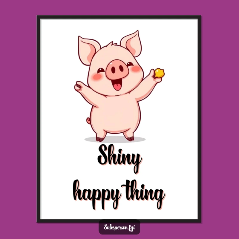 Funny Pig's Shiny Find Digital Art: Instant Charm & Humorous Decor