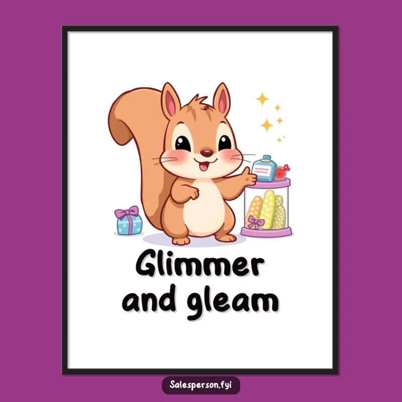 Funny Squirrel's Joy Digital Art: Bring Sparkle Home with This Humorous Print