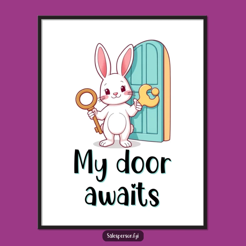 Funny Rabbit Key Digital Print - Whimsical Doorway Art, Unique Mystery Gift