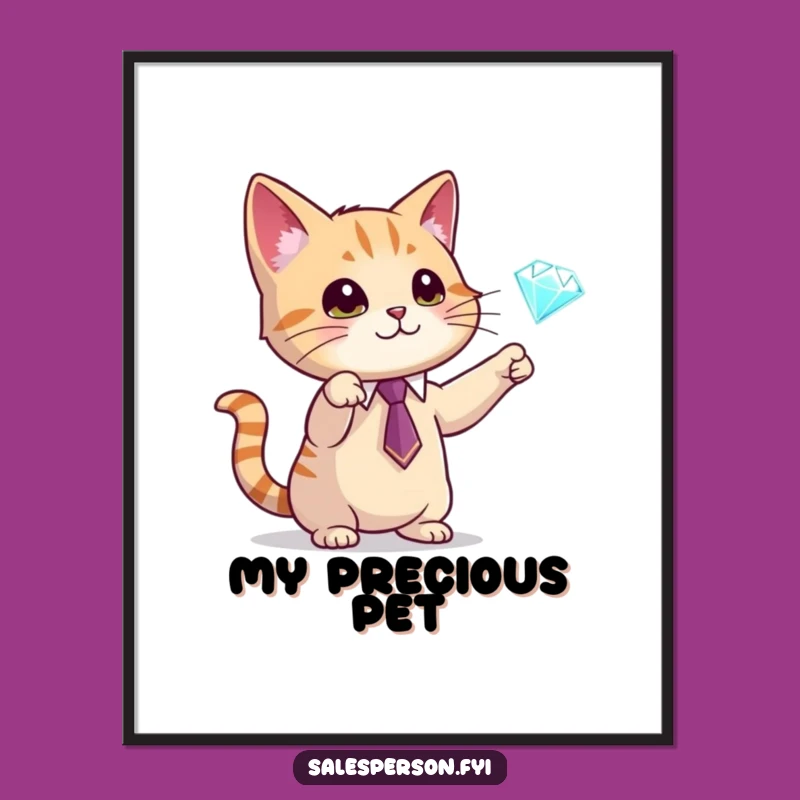 Funny Cat Diamond Digital Print - Elegant Wall Art, Unique Gift