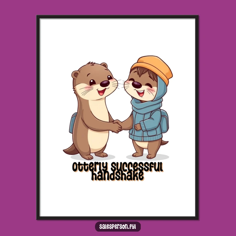 Funny Otter Digital Art: Handshake Deal, Business Humor Download
