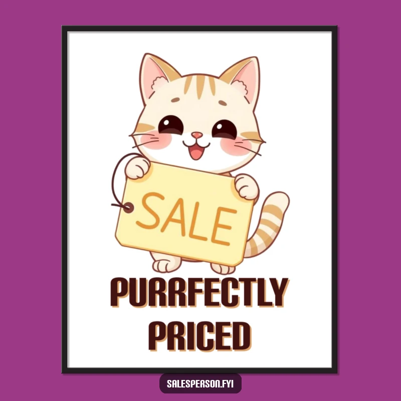 Funny Cat SALE Digital Art - Happy Printable Gift for Bargain Hunters