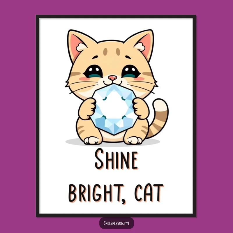 Funny Cat Gem Digital Art A Cheerful Print For A Confident Look