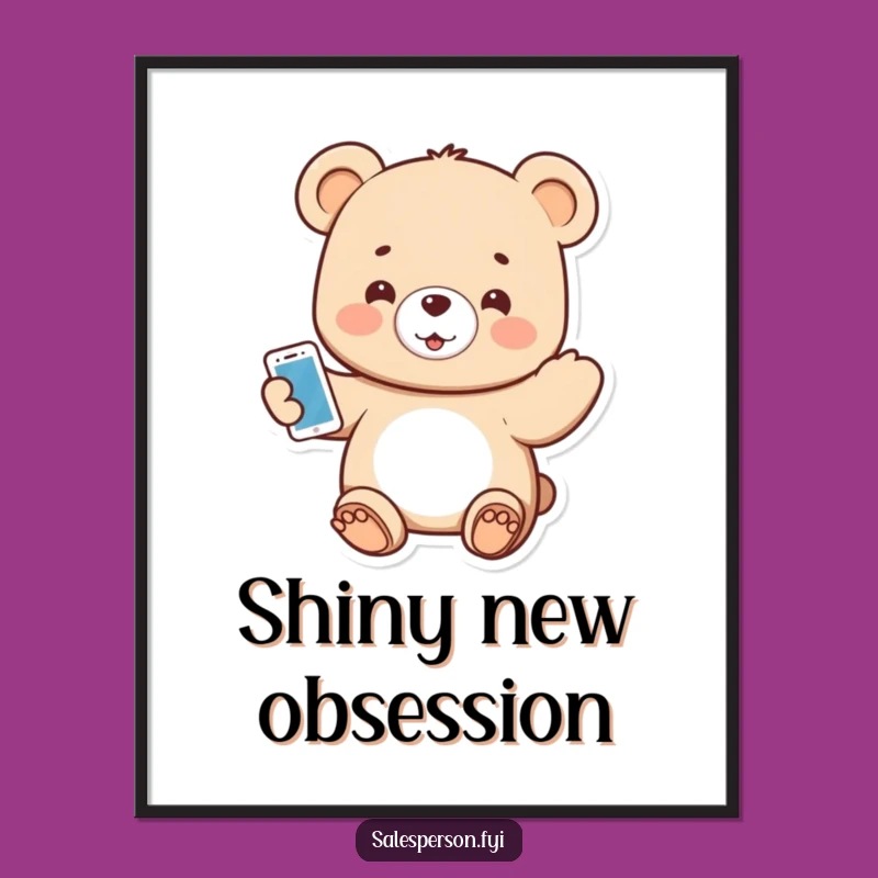 Funny Tech Bear Digital Print: Enthusiastic Art for a Funny Touch