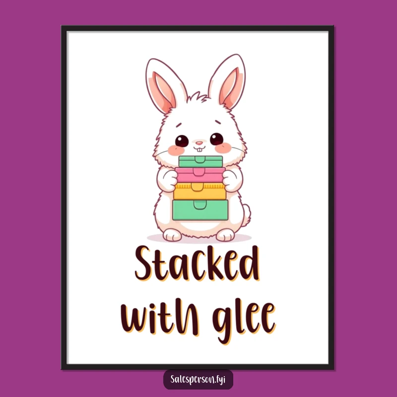 Funny Bunny Digital Art - Instant Download Hilarious Fluffy Character Box Graphic