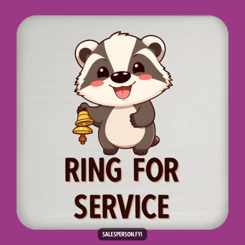 Funny Badger Bell Ringing Coaster - Cheerful Grin Drink Protection Gift