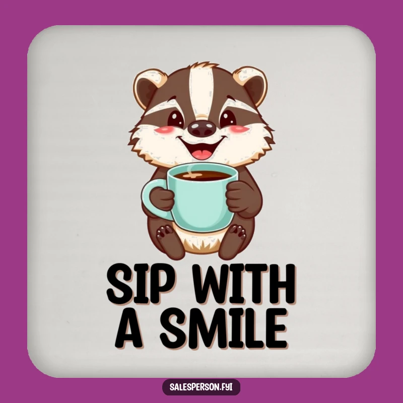 Funny Badger Coffee Coaster: Jovial Protection, Humorous Table Gift