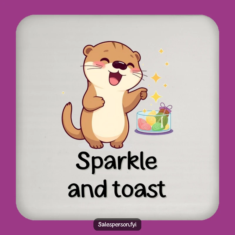 Funny Otter Sparkle Coaster - Cute Gift for Playful Homes
