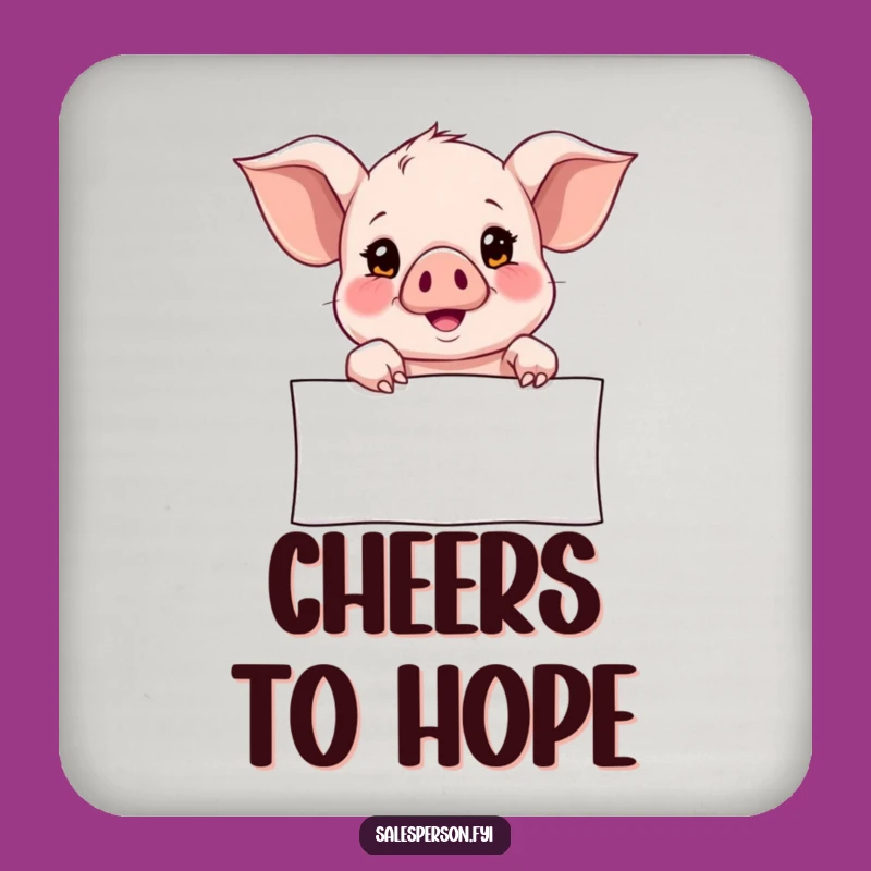 Funny Piglet Drink Coaster: Hopeful Point, Protect Surfaces with Charm