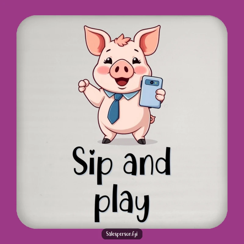 Shiny Gadget Pig Coaster: Protect Surfaces, Hilarious Funny Gift!