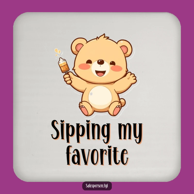 Funny Bear Cub Demo Coaster - Enthusiastic Protection, Unique Gift