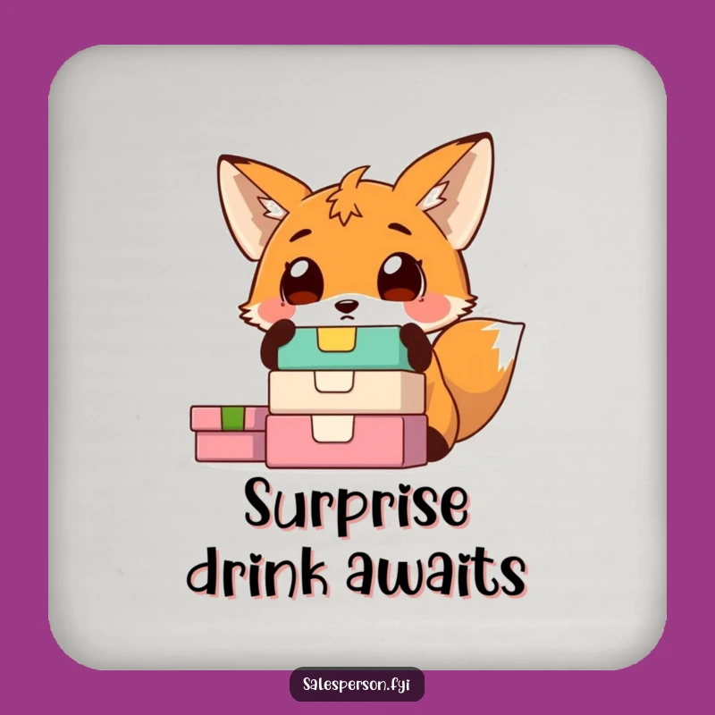 Funny Fox Surprise Drink Coaster: Protect Surfaces with Colorful Charm