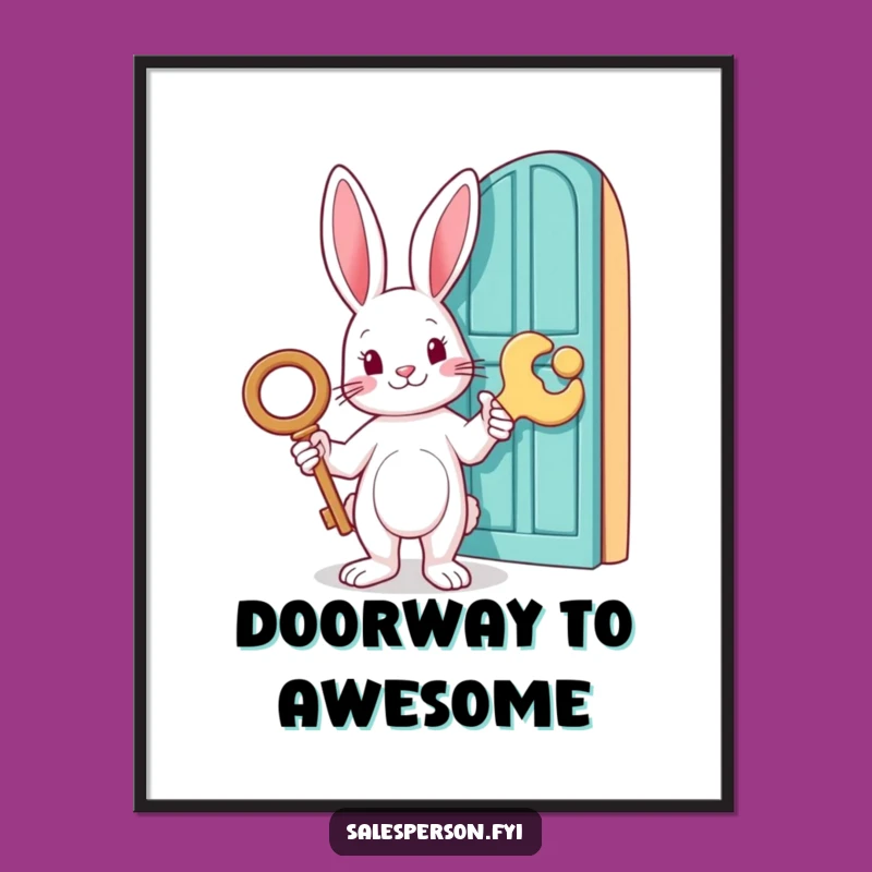 Funny Rabbit Key Poster - Whimsical Doorway Art, Hilarious Mystery Gift