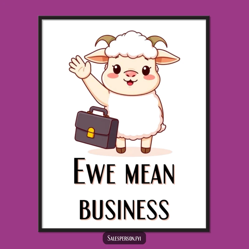 Funny Business Sheep Poster: Motivational Art, Awesome Funny Gift!