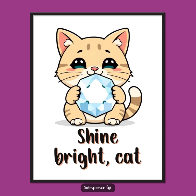 Funny Cat Gem Poster A Cheerful Wall Art For A Confident Space