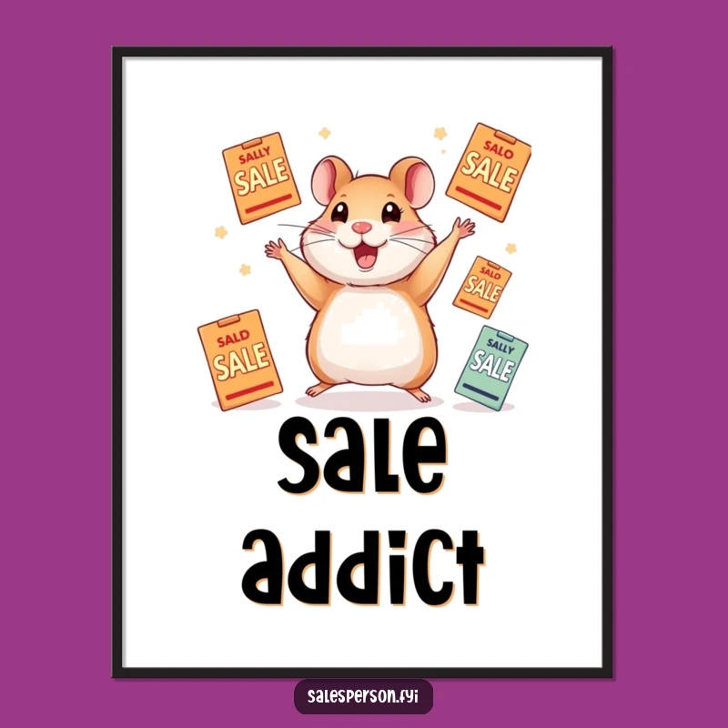 Funny Hamster Juggling Sale Flyers Poster: Hilarious Wall Art Gift