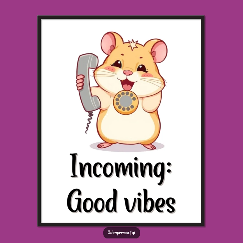 Funny Hamster Phone Conversation Poster: Brighten Your Walls with Amusing Animal Art
