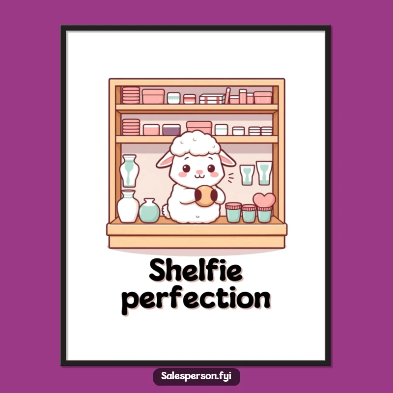 Funny Sheep Shelf Poster: Peaceful Organization Art for Your Space