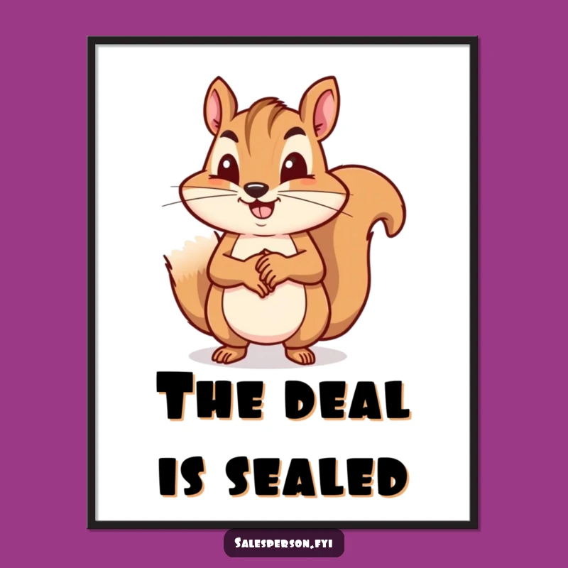 Funny Squirrel Handshake Poster: Motivational Business Art for Your Office Decor